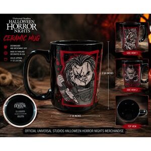 Universal Studios Halloween Horror Nights Mug Chucky Frankenstein Black Ceramic